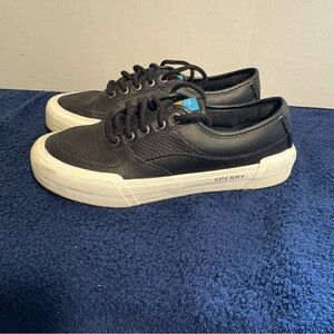 Sperry Top Siders Soletide Boat Shoes Women's Sz 6 Youth Sz 4 Black STS86509